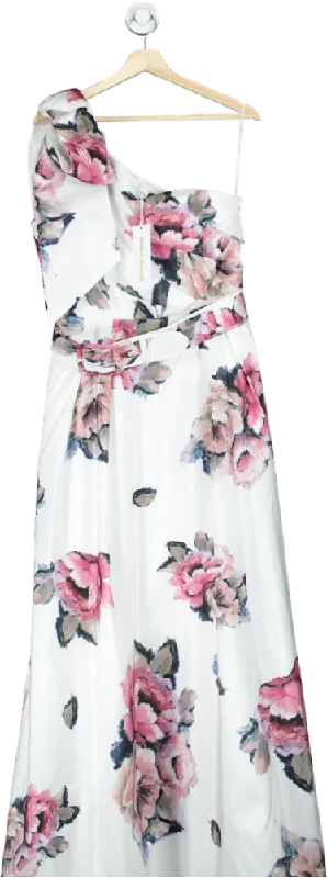 ladies-maxi-dress-halter-haze-Rebecca Vallance White Floral One-Shoulder Maxi Dress UK 14