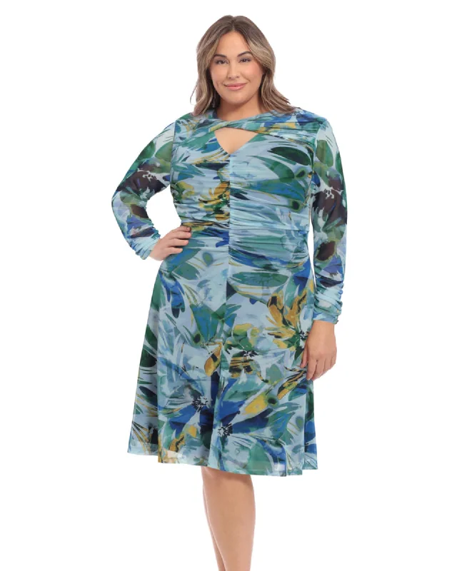 Women's midi dress surf pop -Chantal Twist Neck Midi Dress | BLUE/AQUA