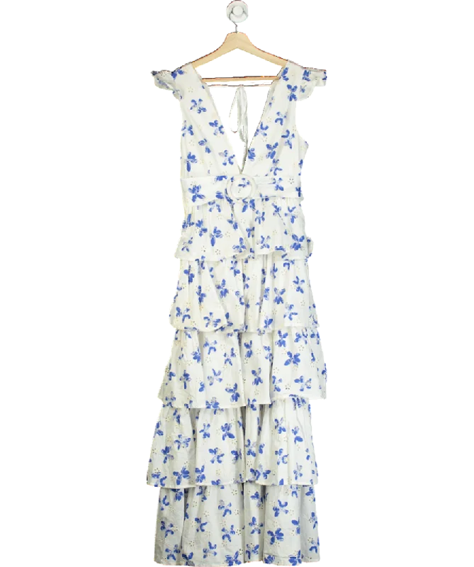 ladies-maxi-dress-plus-size-prance-ALB Anne Louise Blue & White Floral Maxi Dress UK 10