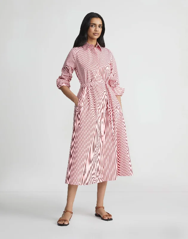 Women's shirt dress deal chic -Stripe Cotton Poplin Shirtdress