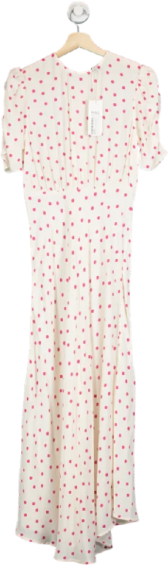 ladies-maxi-dress-high-neck-hush-M&S Ivory/Pink Polka Dot Maxi Dress UK 8