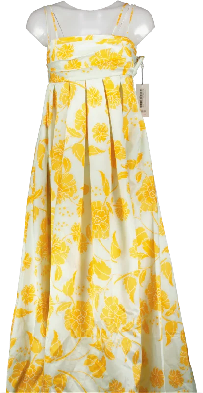 ladies-maxi-dress-tropical-tide-Leo Lin Orange Marguerite Maxi Dress Anemone Print In Ginger UK 8