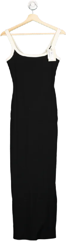 ladies-maxi-dress-plunge-poise-River Island Black and Ivory Tank Maxi Dress UK 6