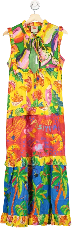 ladies-maxi-dress-yellow-yield-Farm Rio Multicoloured Mixed Prints Tiered Maxi Dress XS