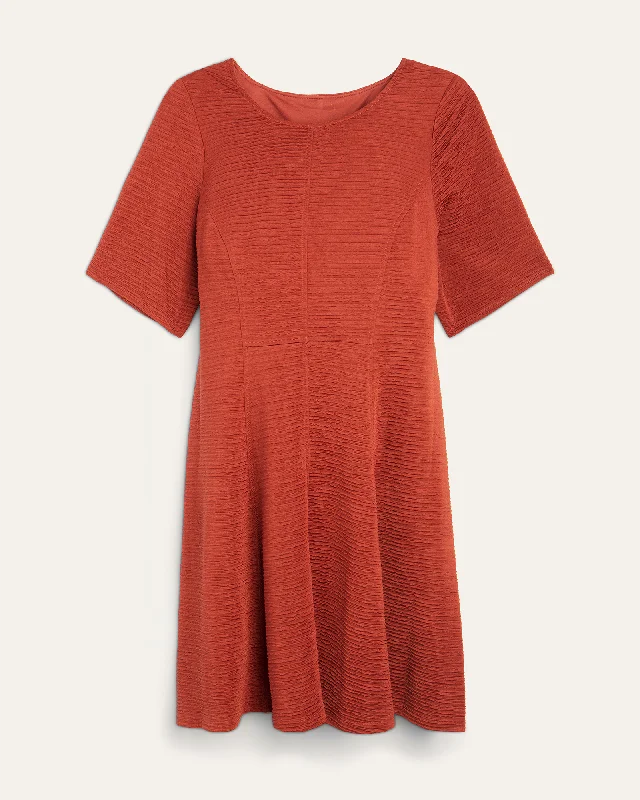 Women's flare dress asymmetrical -Melonie Knit Fit and Flare Dress | Red