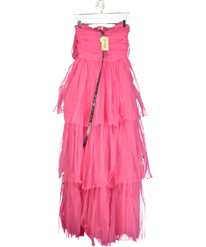 ladies-maxi-dress-maternity-mirth-Lace & Beads Sydney Pale Mauve Tulle Maxi Dress In Dark Pink UK 6