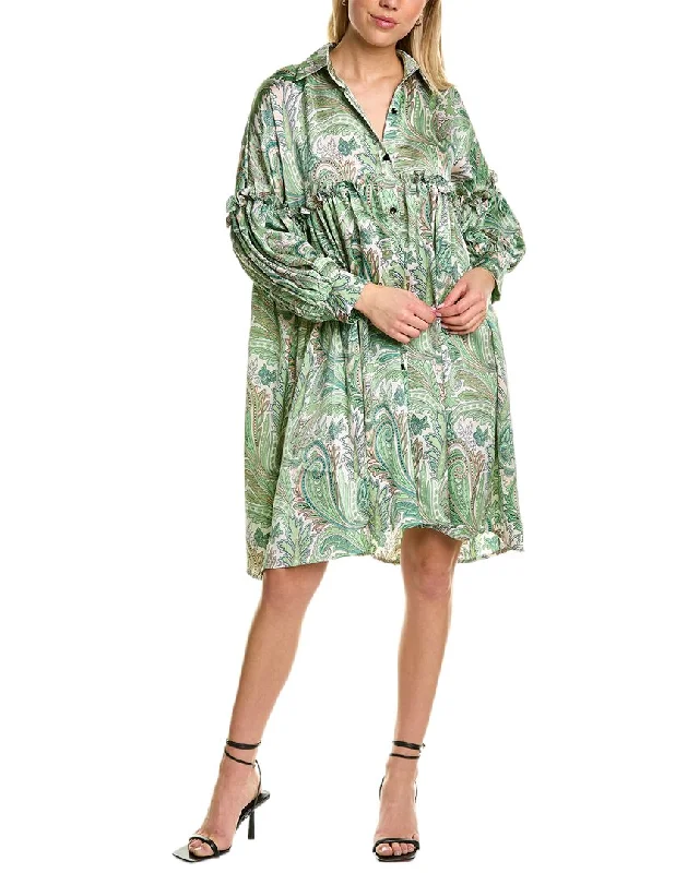 Women's shirt dress thread flair -Beulah Ruffle Shirtdress