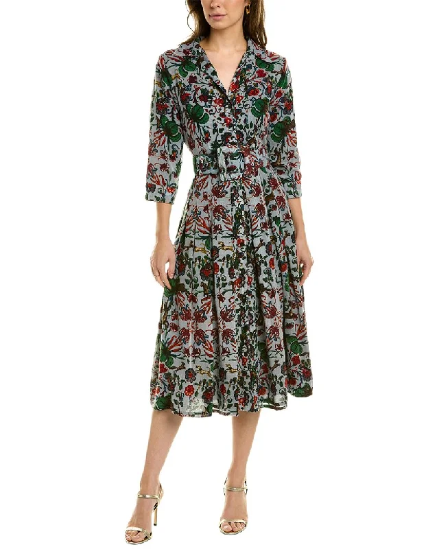 Women's shirt dress vine flair -Samantha Sung Patricia Wool Shirtdress