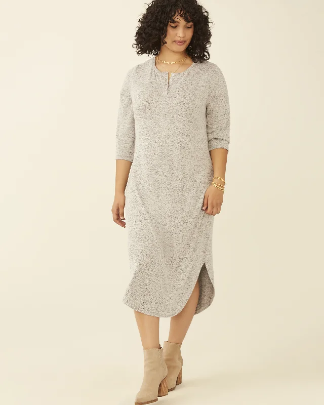 Women's midi dress peek chic -Sheila Henley Midi Dress | Light Grey