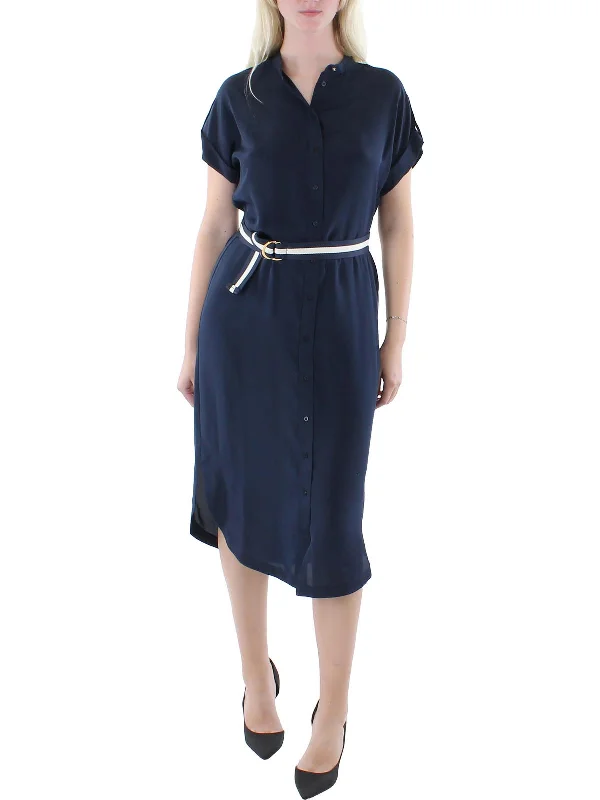 Women's shirt dress tide pop -Womens Belted Tea Shirtdress