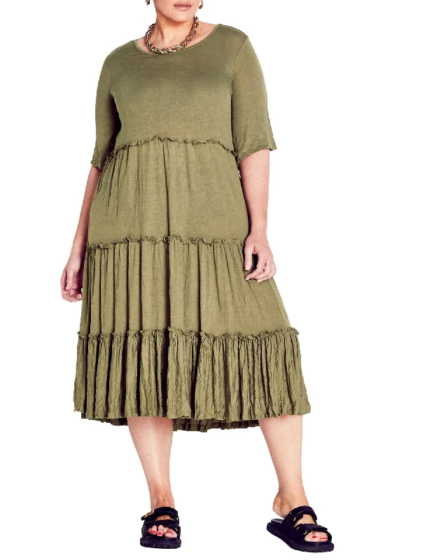 Women's midi dress twist pop -Midi Crush Dress | Olive