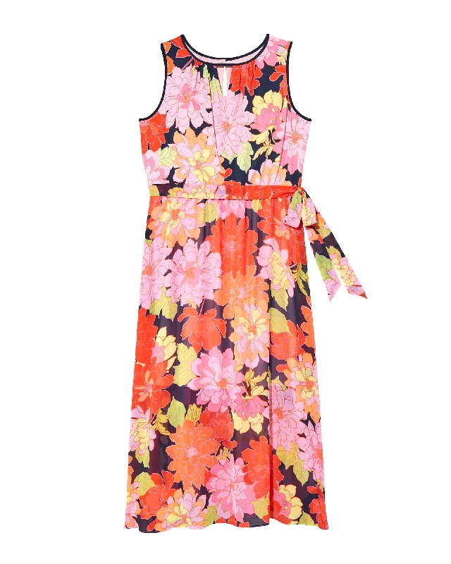 ladies-maxi-dress-plunge-poise-Laurel Piping Detail Maxi Dress | Red / Pink