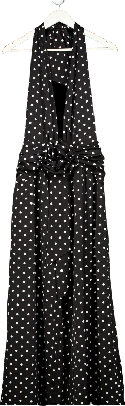 ladies-maxi-dress-navy-nimbus-Miss Circle Black Polka Dot Halter Maxi Dress UK 10