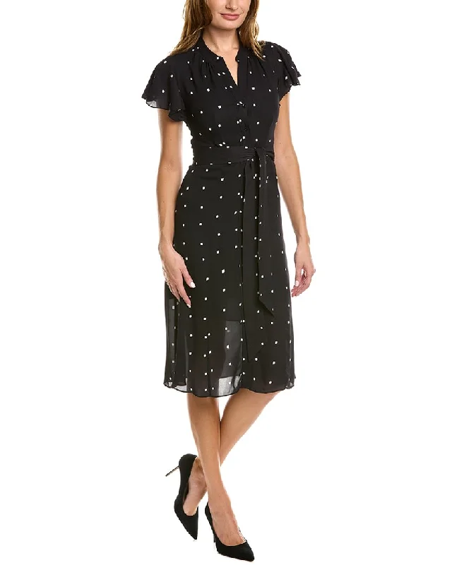 Women's shirt dress era flair -Elie Tahari Dot Shirtdress