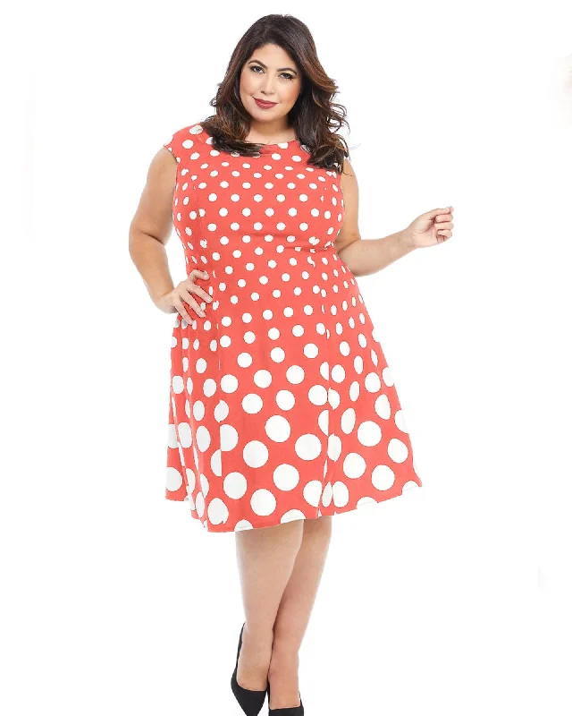 Women's flare dress animal print -Andra Fit and Flare Dress | Coral/Wht