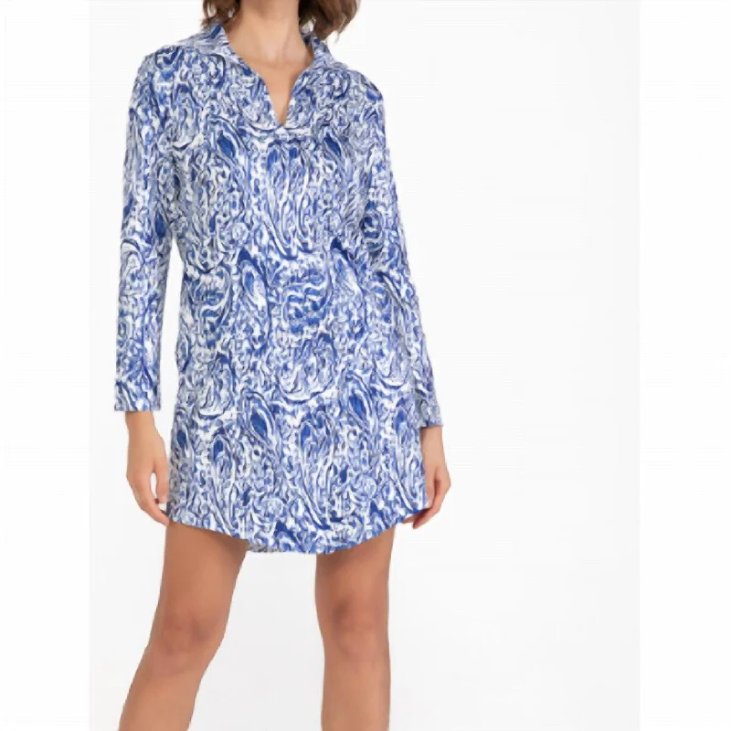 Women's shirt dress new chic -Long Sleeve Shirt Dress In Breezy