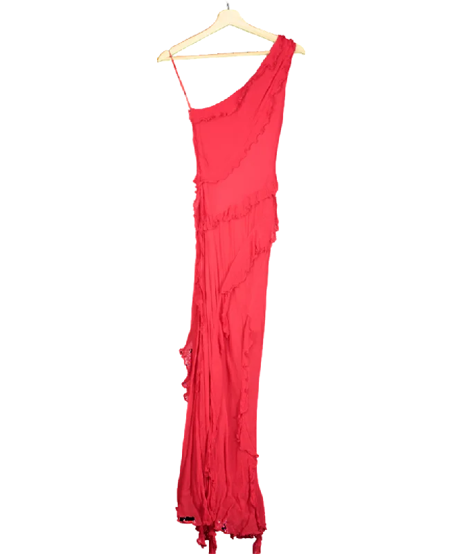 ladies-maxi-dress-velvet-vision-MANGO Red Kahlo Ruffle Maxi Dress UK XS