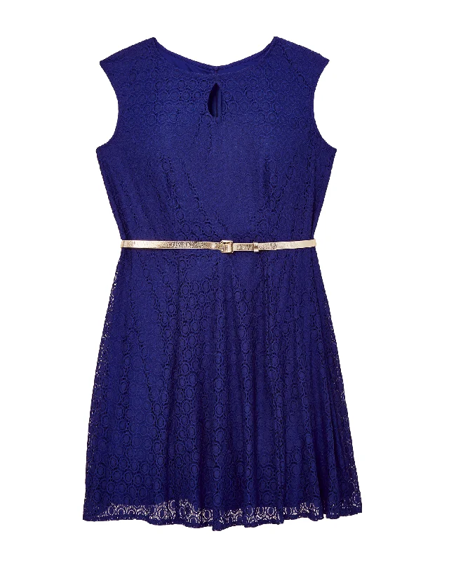 Women's flare dress minimalist -Bellaire Fit and Flare Dress | Royal Blue