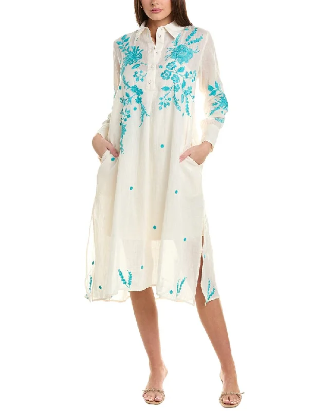 Women's shirt dress petal glow -Johnny Was Embroidered Shirtdress