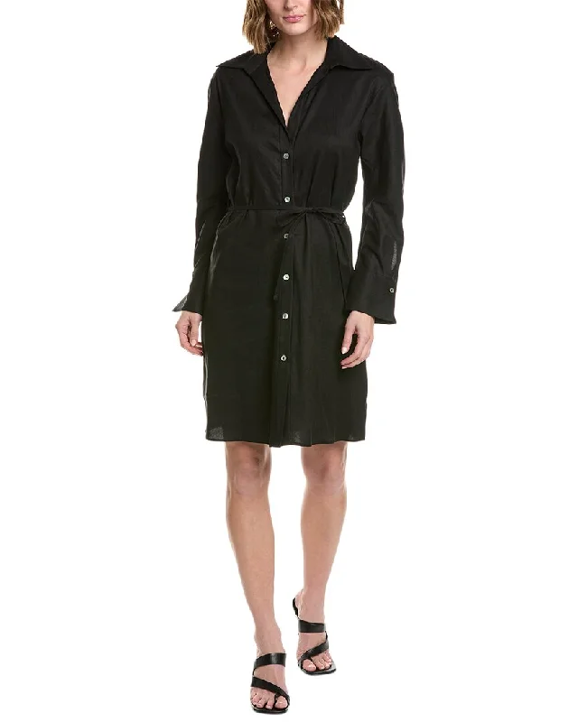 Women's shirt dress lively chic -Vince Tie-Back Linen-Blend Shirtdress