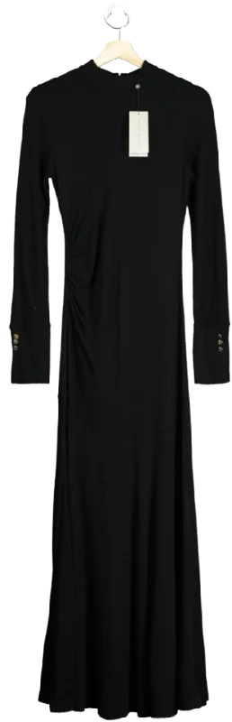 ladies-maxi-dress-eco-essence-Mint Velvet Black Ribbed Jersey Maxi Dress UK XS