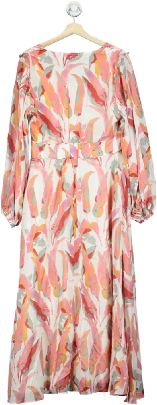 ladies-maxi-dress-feminine-fable-FatFace Multi-Colour Peony Painted Leaves Maxi Dress UK 12R