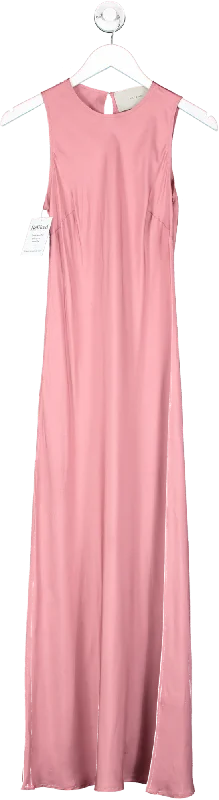 ladies-maxi-dress-social-silk-Asceno Pink Silk Maxi Dress UK XS