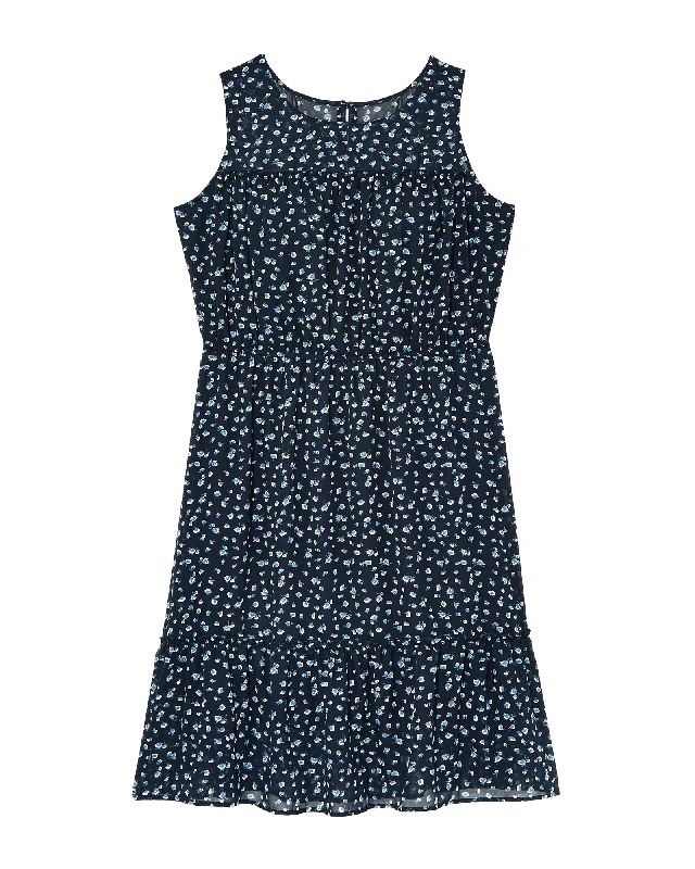 Women's midi dress dawn pop -Lewiston Sheer Detail Midi Dress | Navy / Light Blue