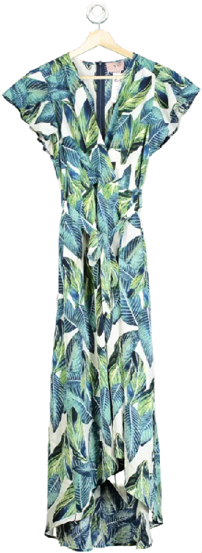 ladies-maxi-dress-lapis-lush-AX Paris Green Leaf Print Maxi Dress UK 8