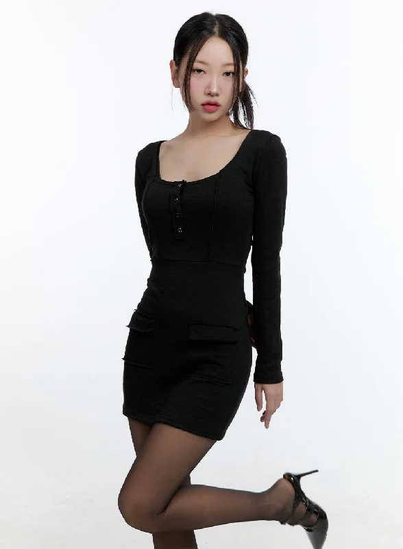 ladies-mini-dress-asymmetric-ace-SlimFit Pocketed Mini Dress CD420