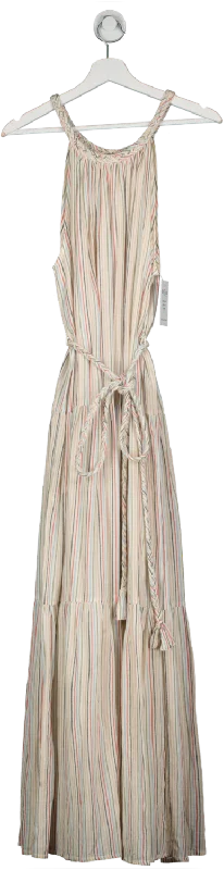 ladies-maxi-dress-halter-haze-Apiece Apart Cream Sleeveless Striped Maxi Dress UK M