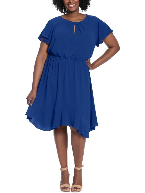 Plus Womens Cocktail Knee-Length Fit & Flare Dress