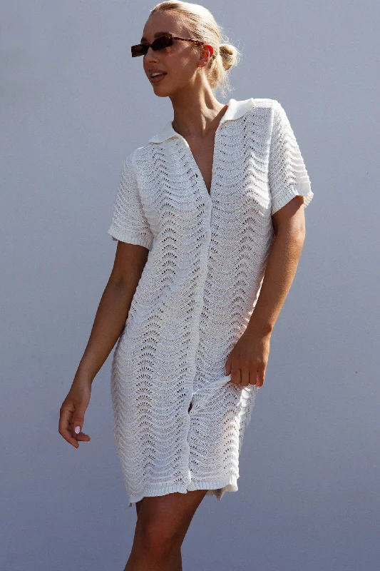 Women's shirt dress dine flair -Glennon B Crochet Shirt Dress White