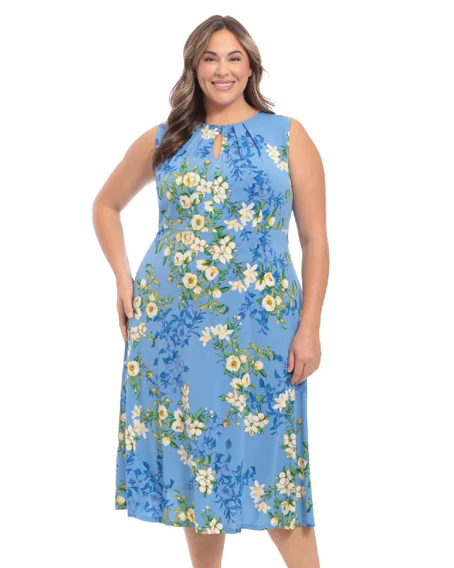 Women's midi dress gap pop -Jasmine Sleeveless Floral Midi Dress | Blue