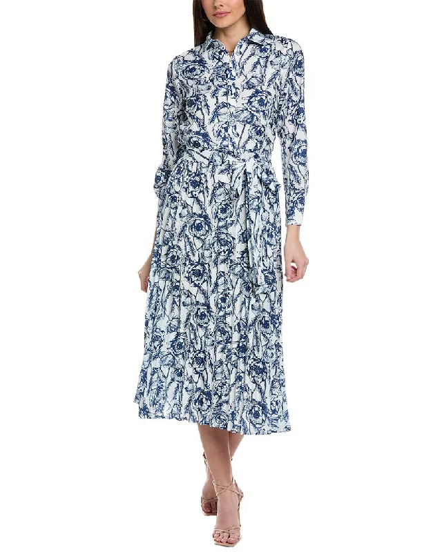 Women's shirt dress moss chic -YAL New York Pleated Shirtdress