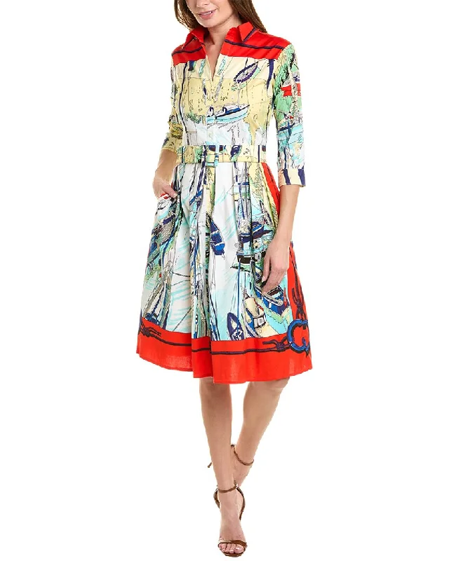 Women's shirt dress hem pop -Samantha Sung Audrey 1 3/4-Sleeve Shirtdress