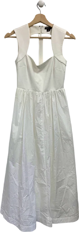 ladies-maxi-dress-buttoned-bliss-Karen Millen White Scoop Neck Jersey Cotton Mix Maxi Dress XS