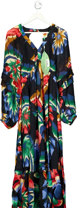 ladies-maxi-dress-mint-mirth-Farm Rio Multicoloured Chevron Forest Black Maxi Dress UK XS