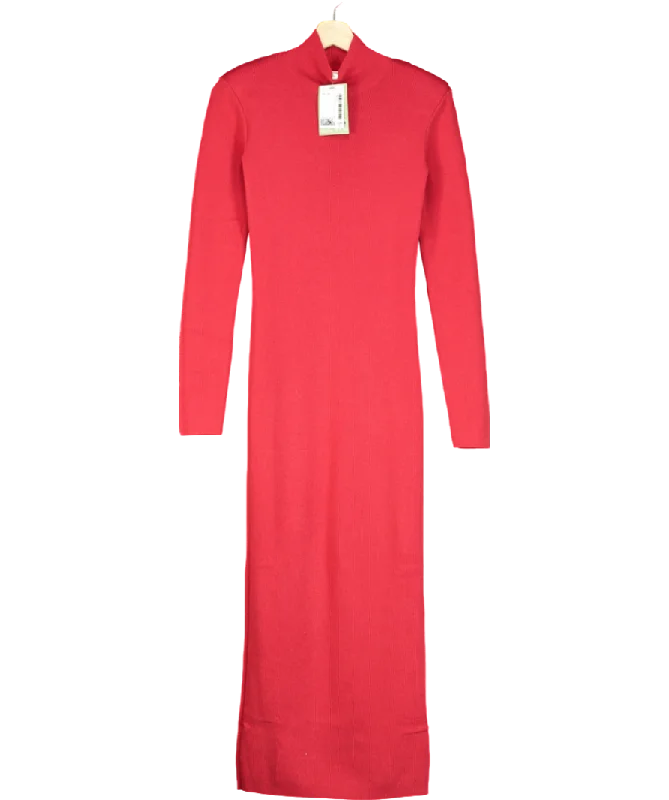 ladies-maxi-dress-seafoam-serenity-H&M Red Rib-knit Maxi Dress UK XS