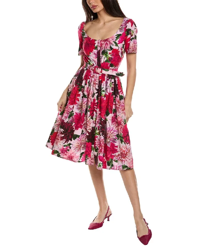 Women's shirt dress petal pop -Oscar de la Renta Belted Shirtdress