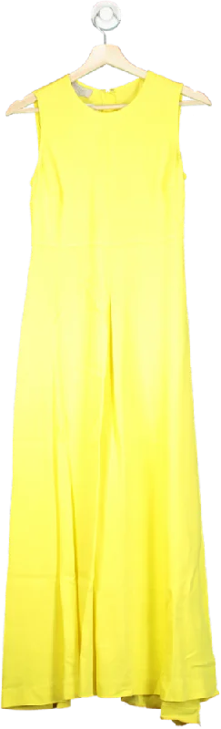 ladies-maxi-dress-petite-poise-Hobbs Yellow Sleeveless Maxi Dress UK 6