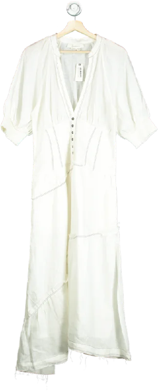 ladies-maxi-dress-velvet-vision-Anthropologie White Linen Maxi Dress UK M