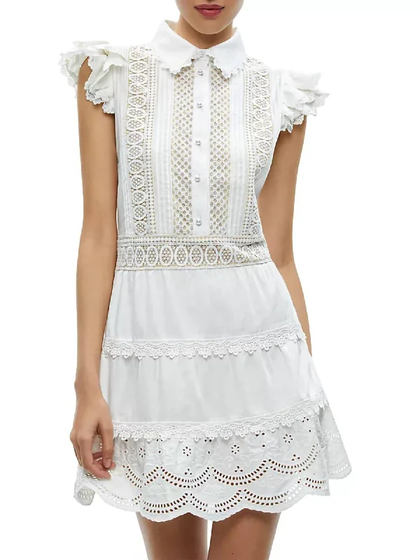 Women's shirt dress brim flair -Meeko Shirt Dress In Off White