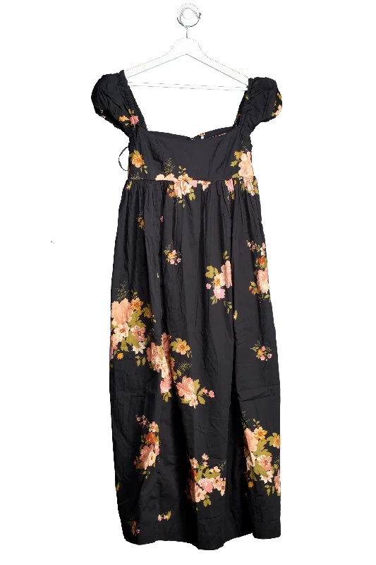 ladies-maxi-dress-blush-breeze-Free People Black Linda Lou Poplin Maxi Dress UK XS