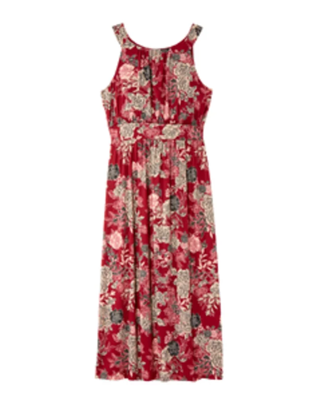 ladies-maxi-dress-linen-lush-Oceanway Halter Maxi Dress | Burgundy / White