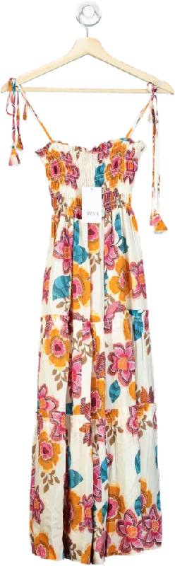 ladies-maxi-dress-animal-allure-MISA Multicoloured Floral Print Maxi Dress UK XS