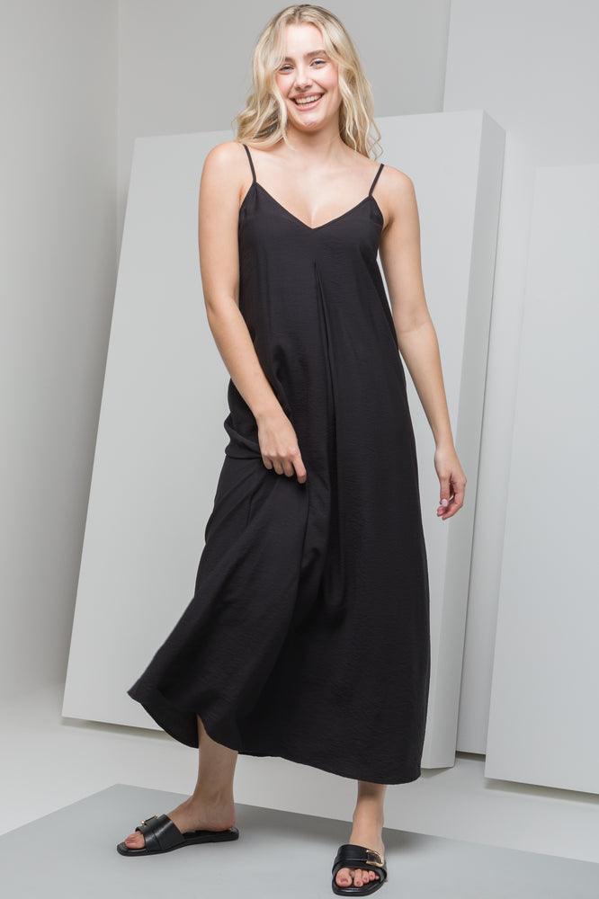 ladies-maxi-dress-photo-petal-Strappy A-Line Maxi Dress Black