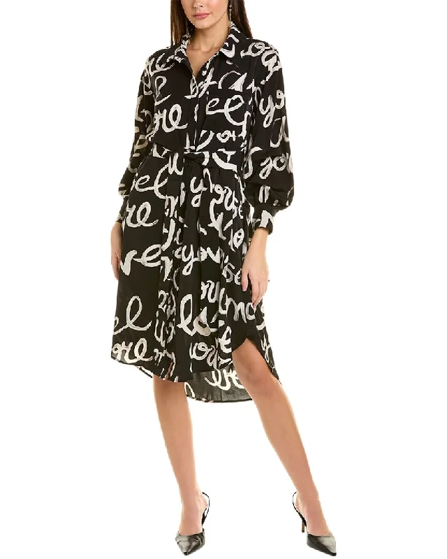 Women's shirt dress long chic -Gracia Lettering Shirtdress