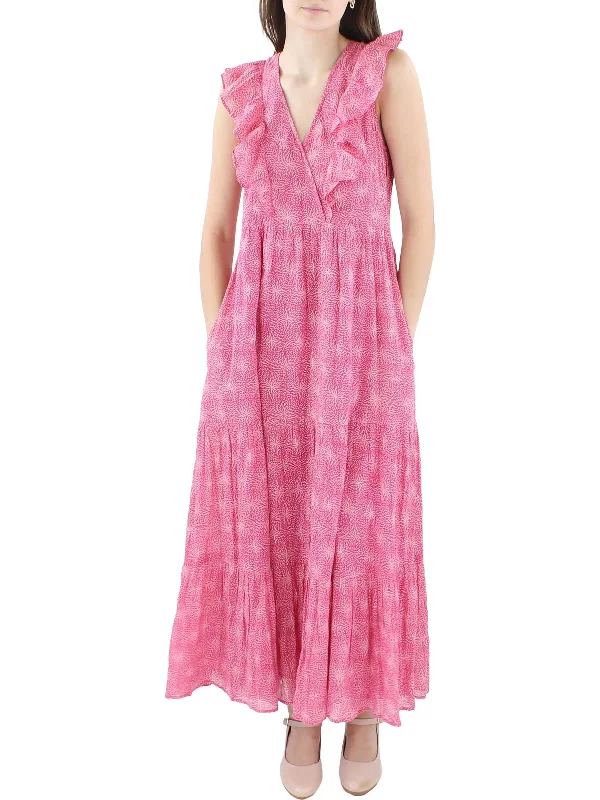 Women's flare dress casual glow -Womens Printed Maxi Fit & Flare Dress