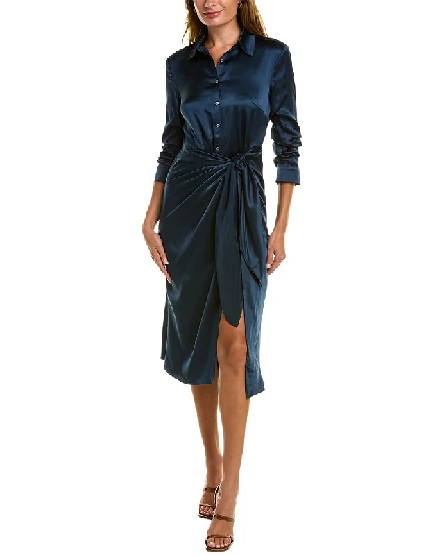 Women's shirt dress lace pop -Cinq à Sept Jacey Silk Shirtdress